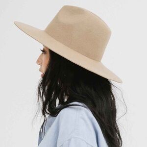 GIGI PIP Tan Emma Wide Brim Fedora Women’s 100% Wool Hat